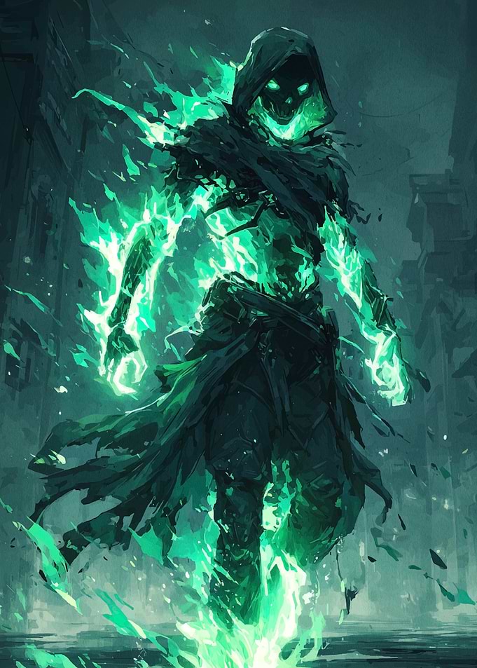 Spectral Figure in Green Flames