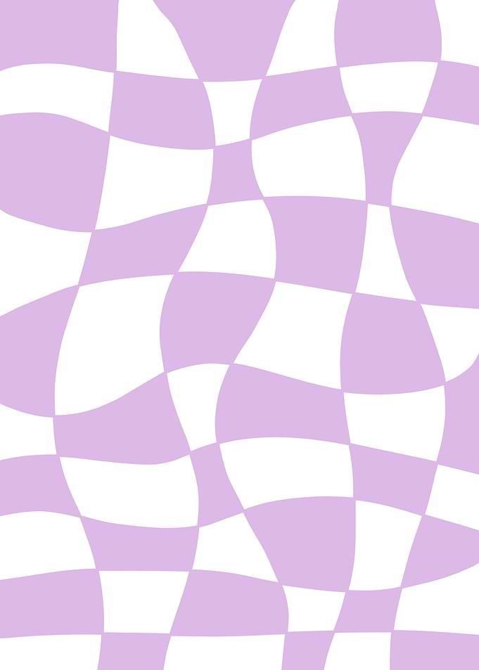 Wavy Checkerboard Pattern in Lilac and White