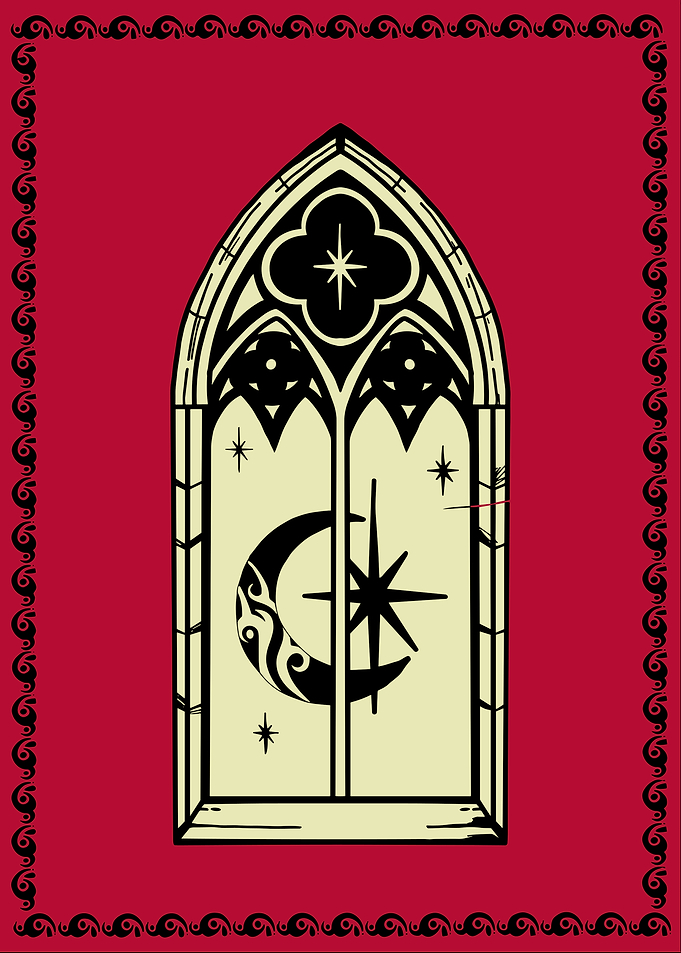 Gothic Window with Moon and Star