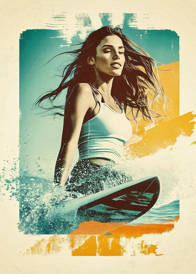 Surfer Girl on the Wave