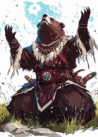 Anthropomorphic Bear Shaman Digital Art