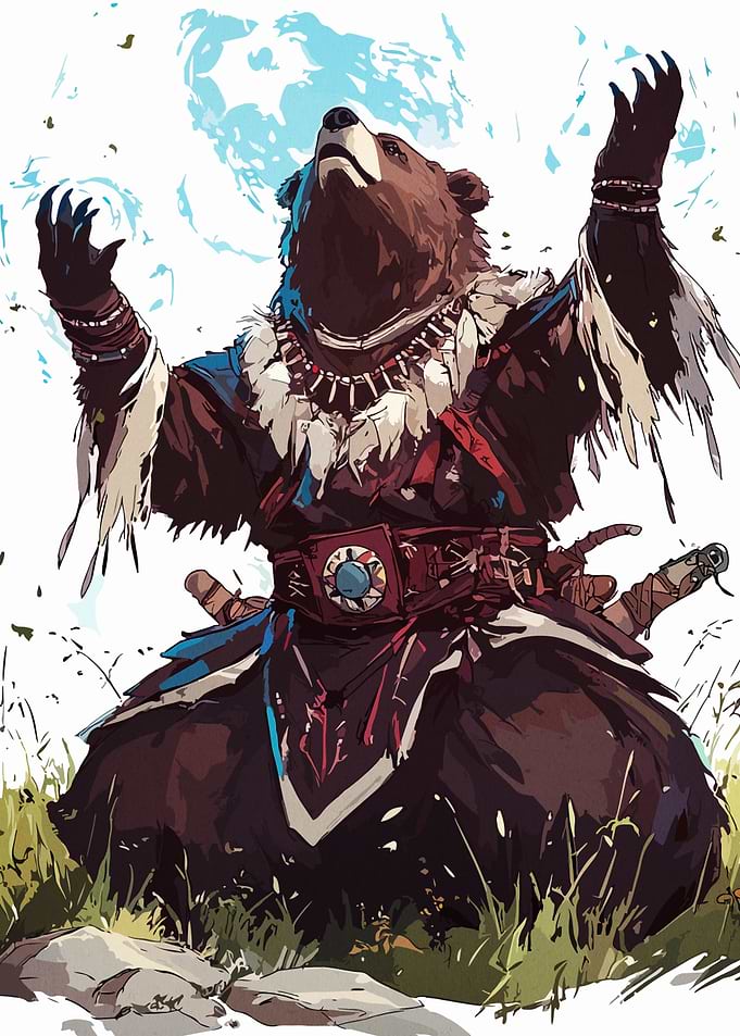 Anthropomorphic Bear Shaman Digital Art