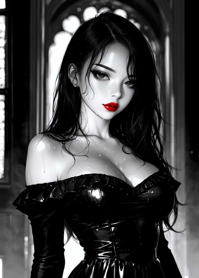 Anime Girl in Black Dress