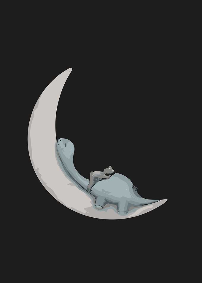 Dinosaur and Bear on the Moon