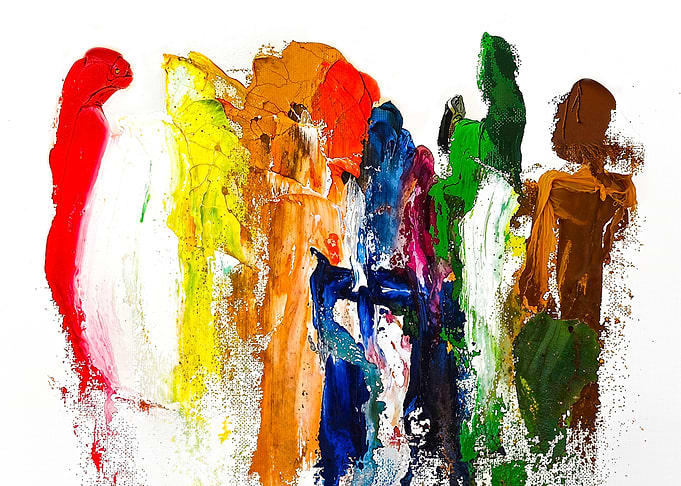 Abstract Colorful Paint Strokes on White