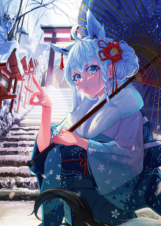 Anime Girl in Winter Landscape