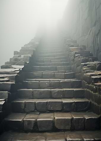 Stone Stairway in Fog