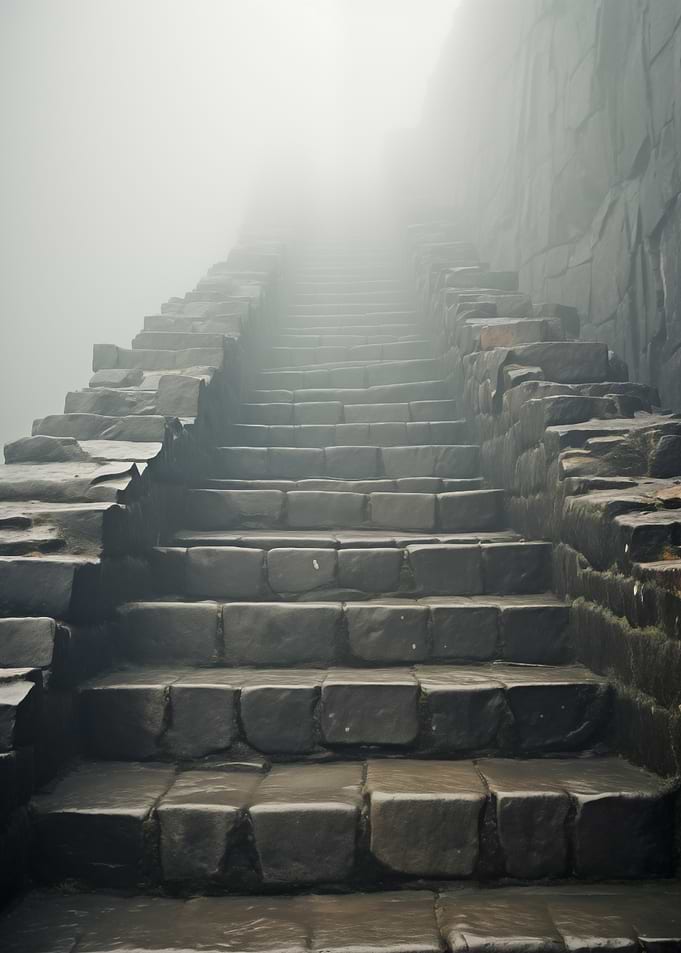 Stone Stairway in Fog