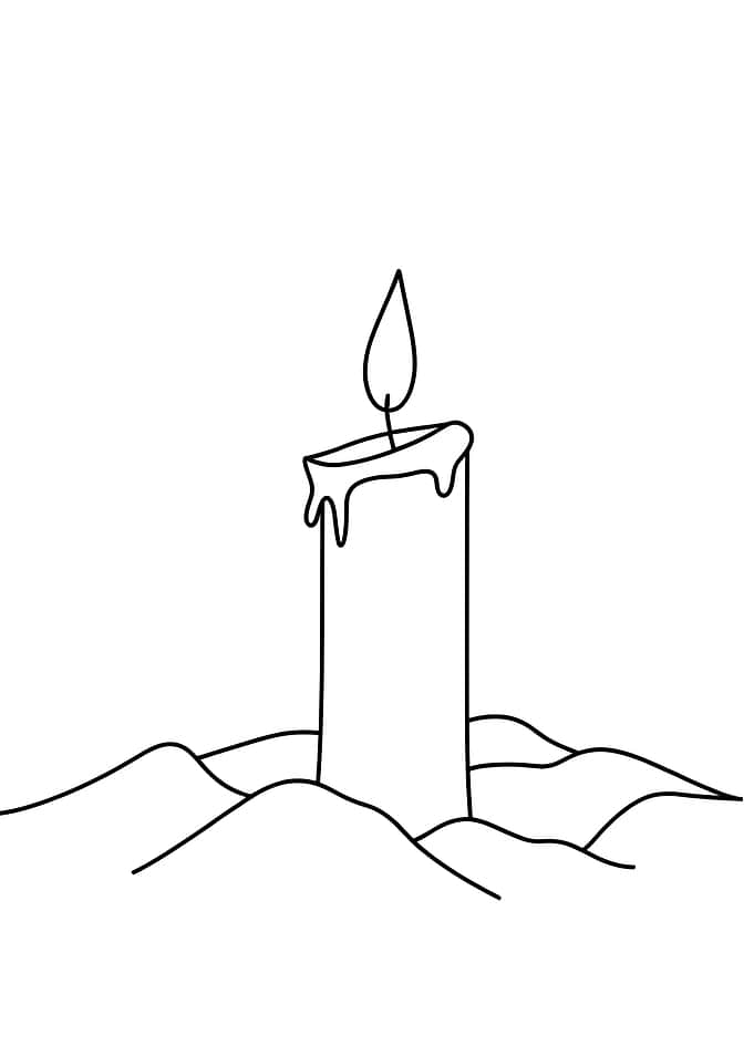 Candle with Flame Minimalist Line Art