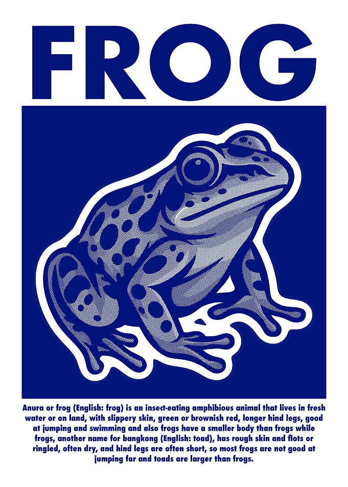Blue Frog Illustration with Text