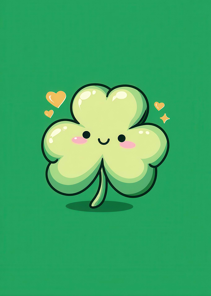 Cute Shamrock with Hearts on Green