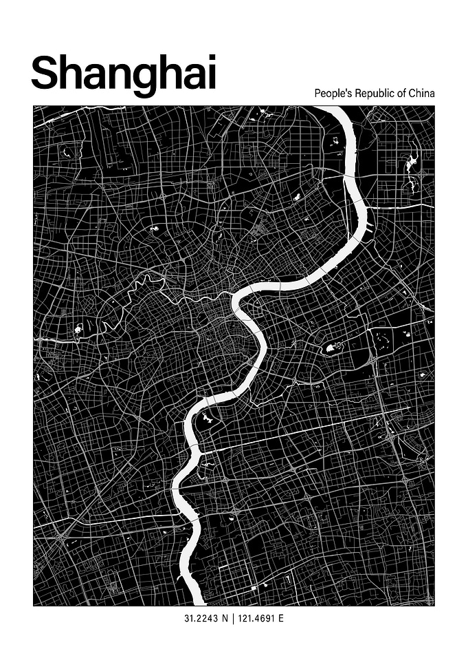 Shanghai Black and White Map