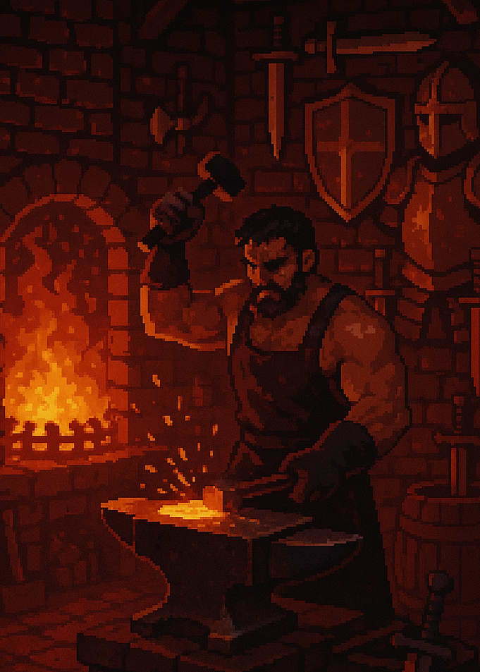 Pixel Art - Blacksmith at Work