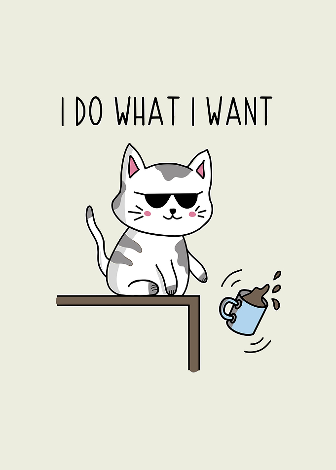 Cool Cat Spilling Coffee Cartoon