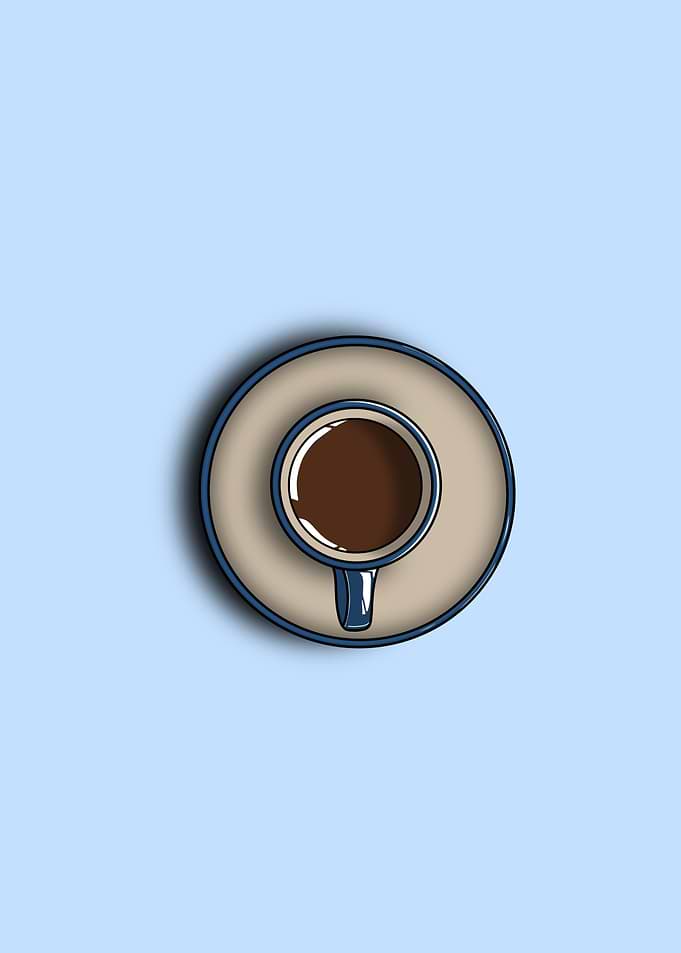 Coffee cup on blue background