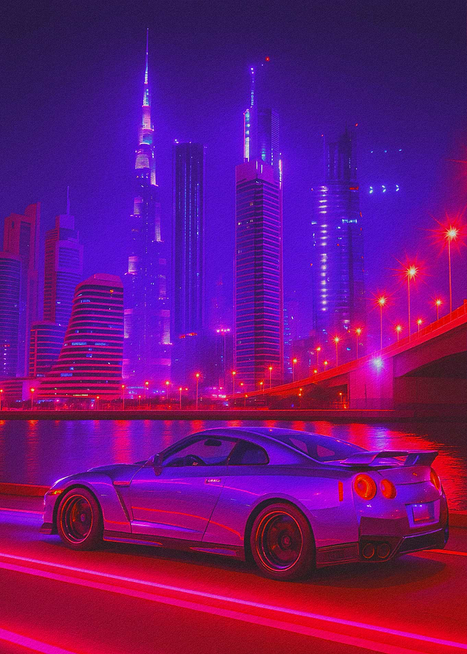 Nissan GT-R in Neon Cityscape