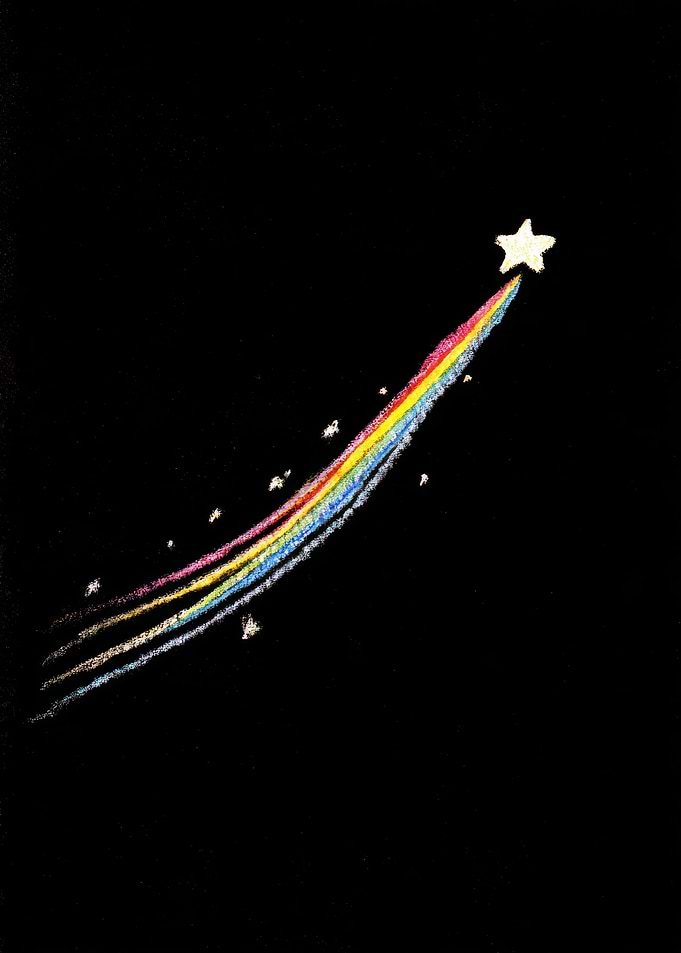 Rainbow Star Trail on Black