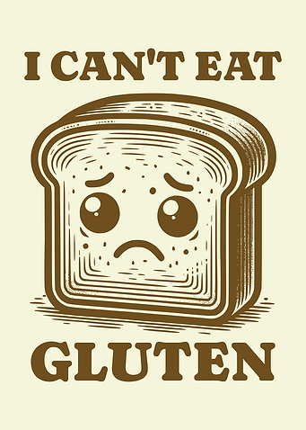 I Can't Eat Gluten Sad Bread Slice Gluten Allergy