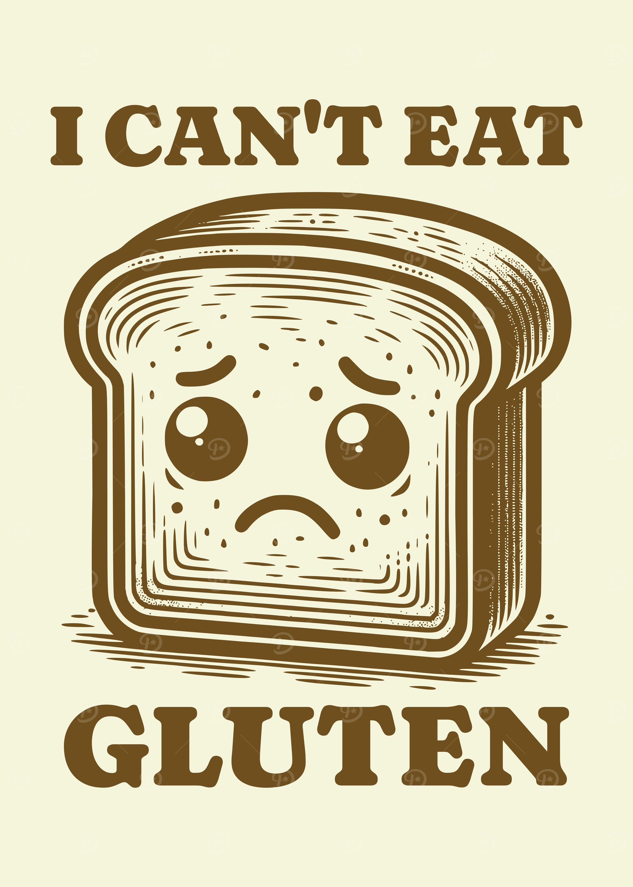 I Can't Eat Gluten Sad Bread Slice Gluten Allergy