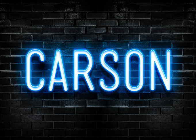 Carson Neon Sign on Brick Wall