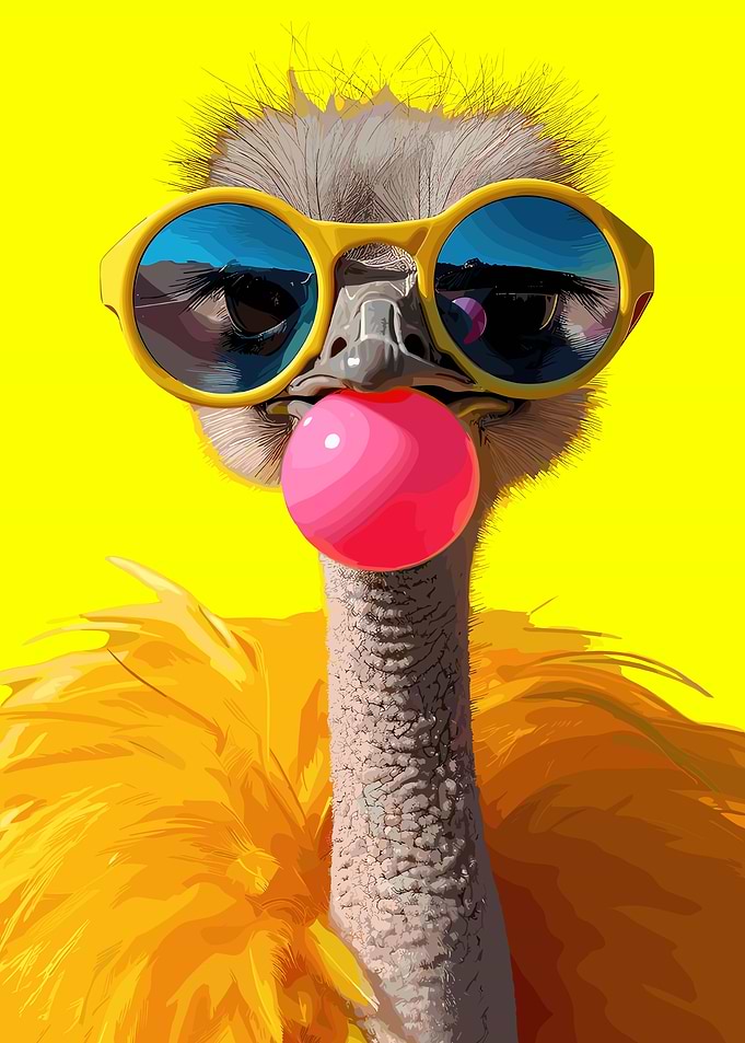 Cool Ostrich with Bubble Gum