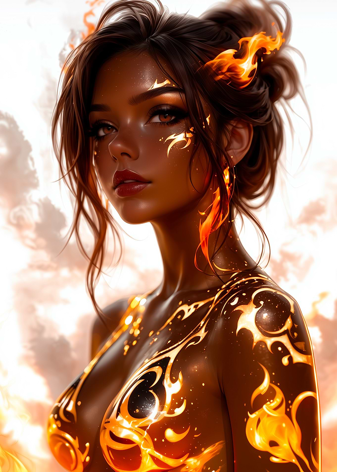 Woman with Fire Markings