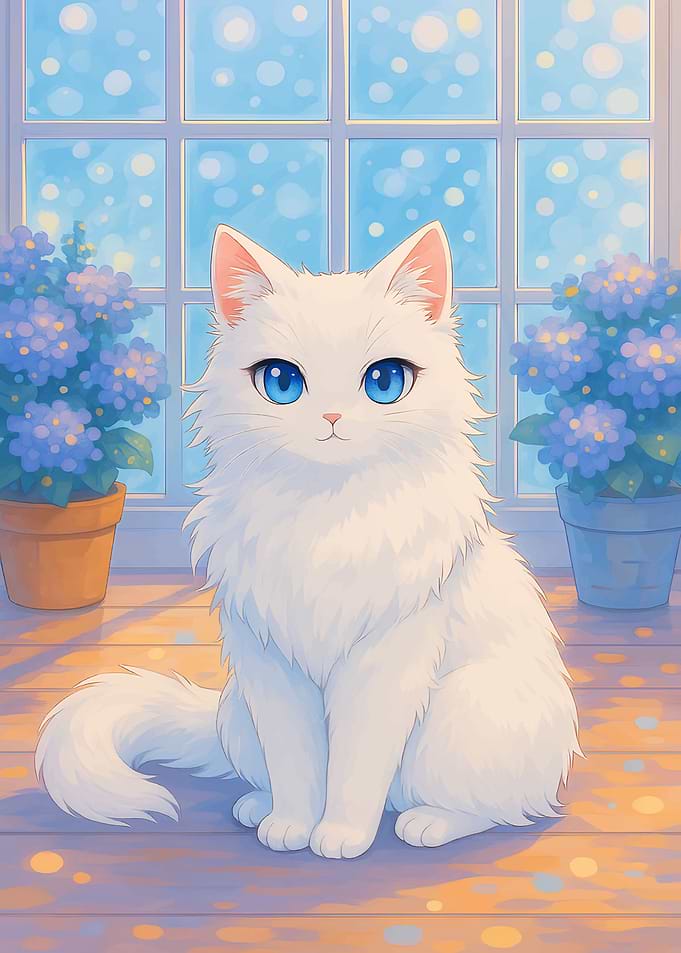 Cute White Kitty Art