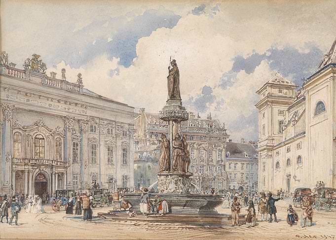 Vienna cityscape watercolor painting