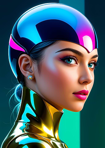 Futuristic Woman Portrait with Helmet