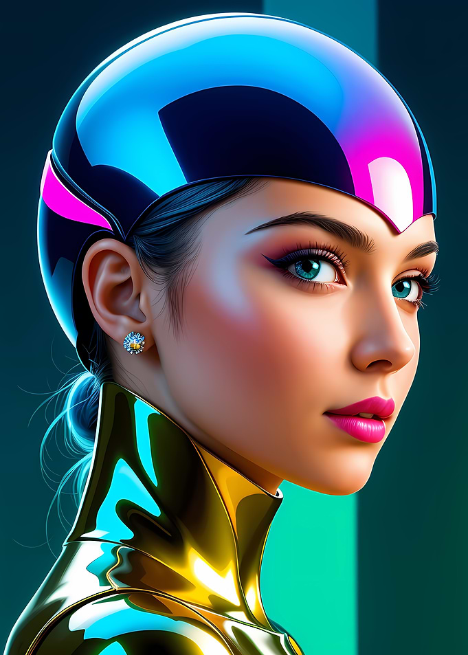 Futuristic Woman Portrait with Helmet