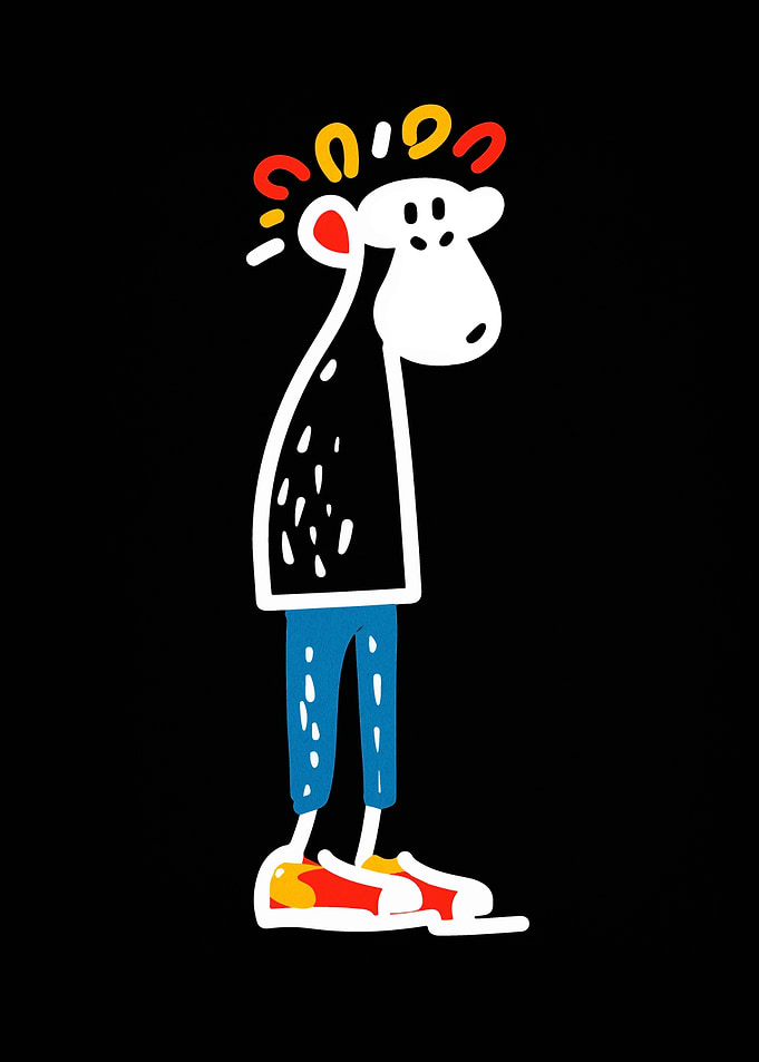 Cartoon Character Illustration on Black Background