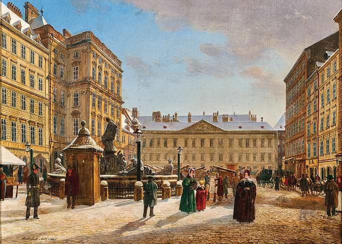 Winter Market Square Painting
