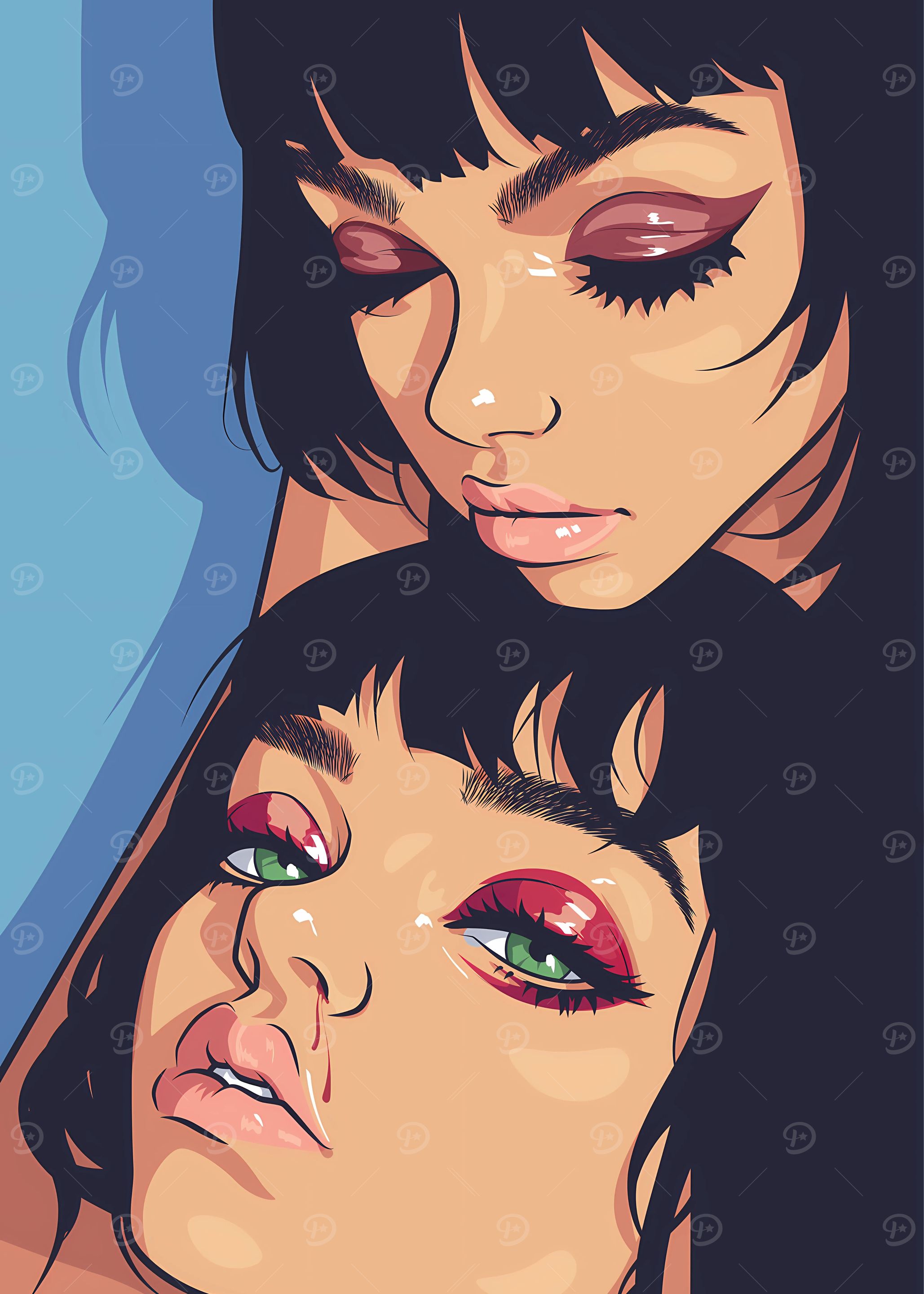 Two Women Portrait Digital Art