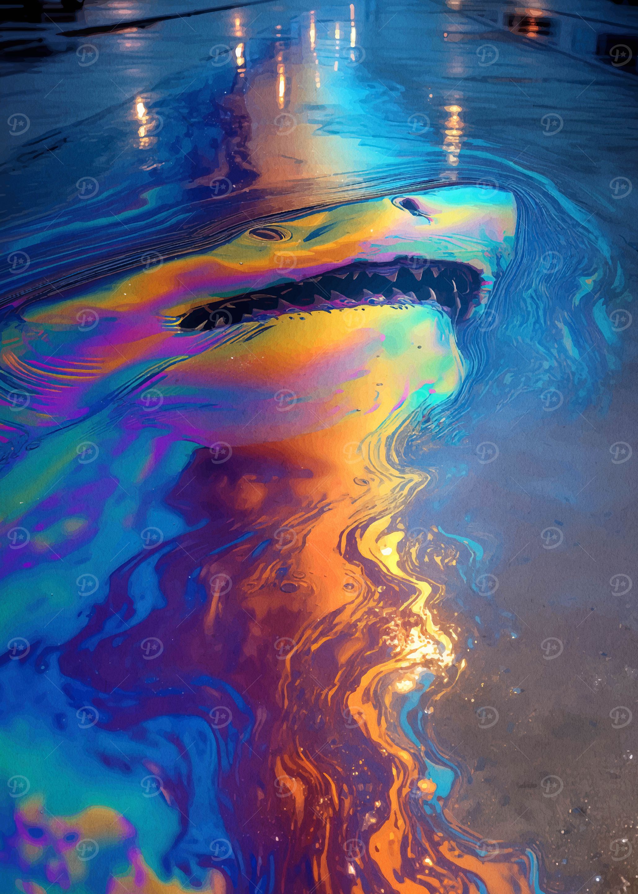 Iridescent Shark in Oil Slick