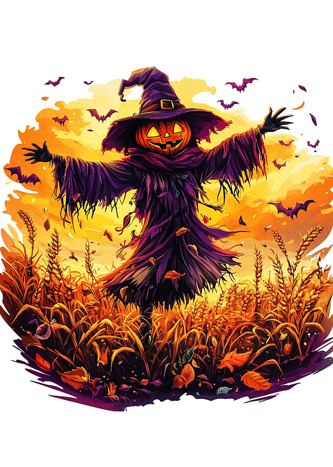 Halloween Scarecrow with Pumpkin Head