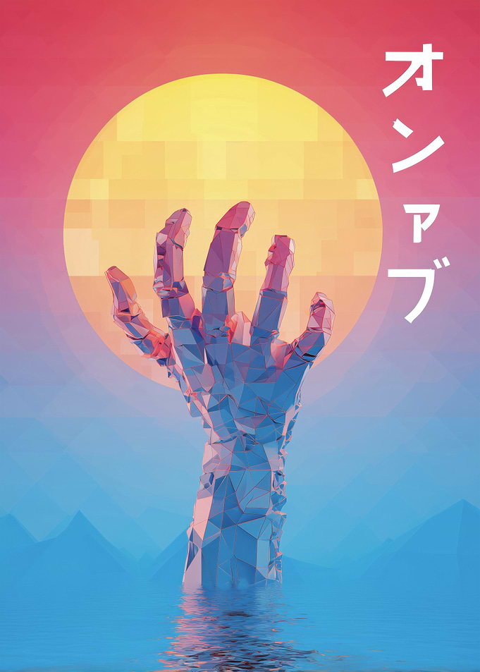 Low Poly Hand Rising from Water