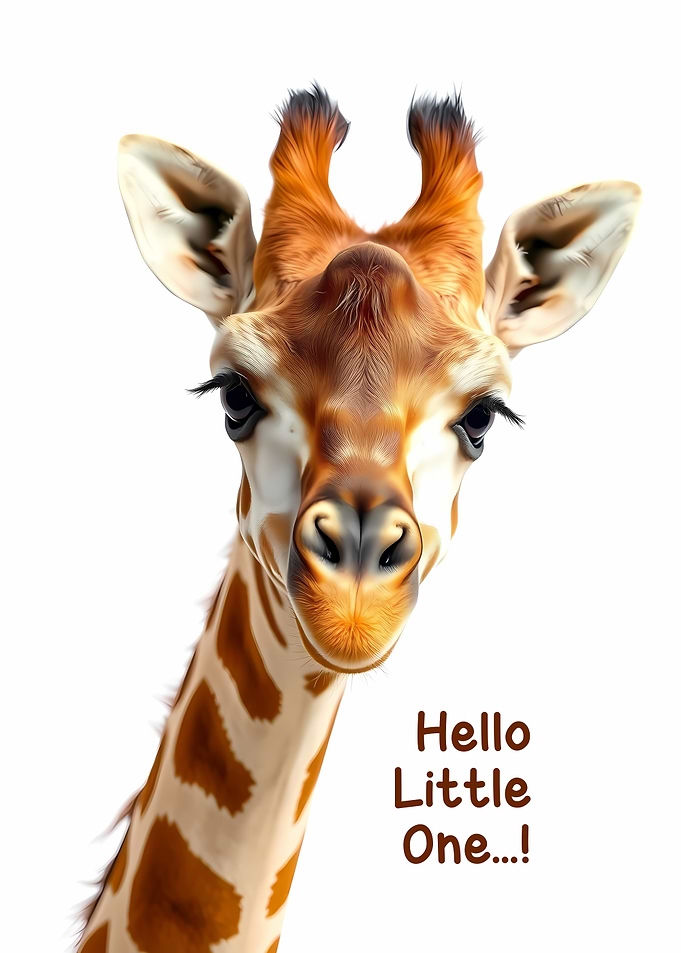 Cute Giraffe Portrait with Greeting