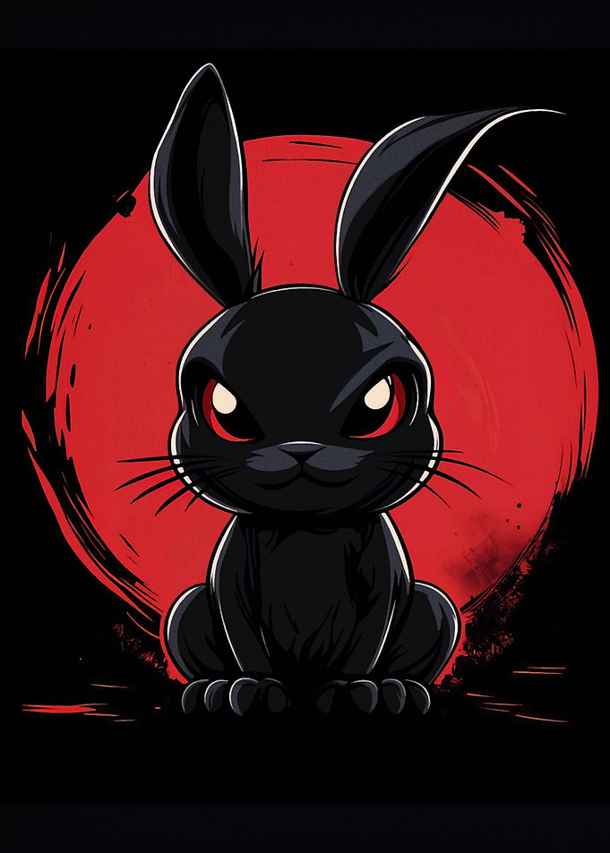Black Rabbit with Red Eyes