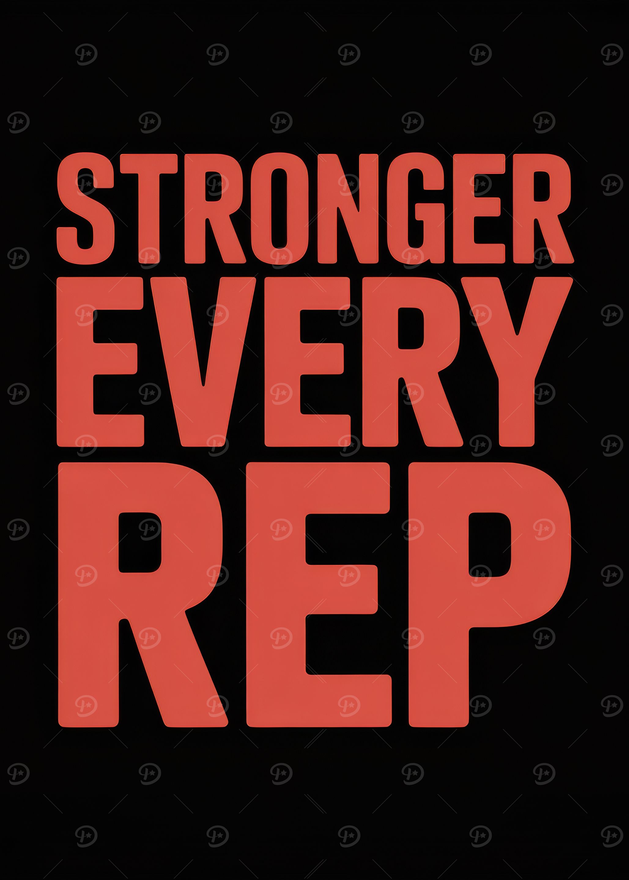 Stronger Every Rep Motivational Text Art