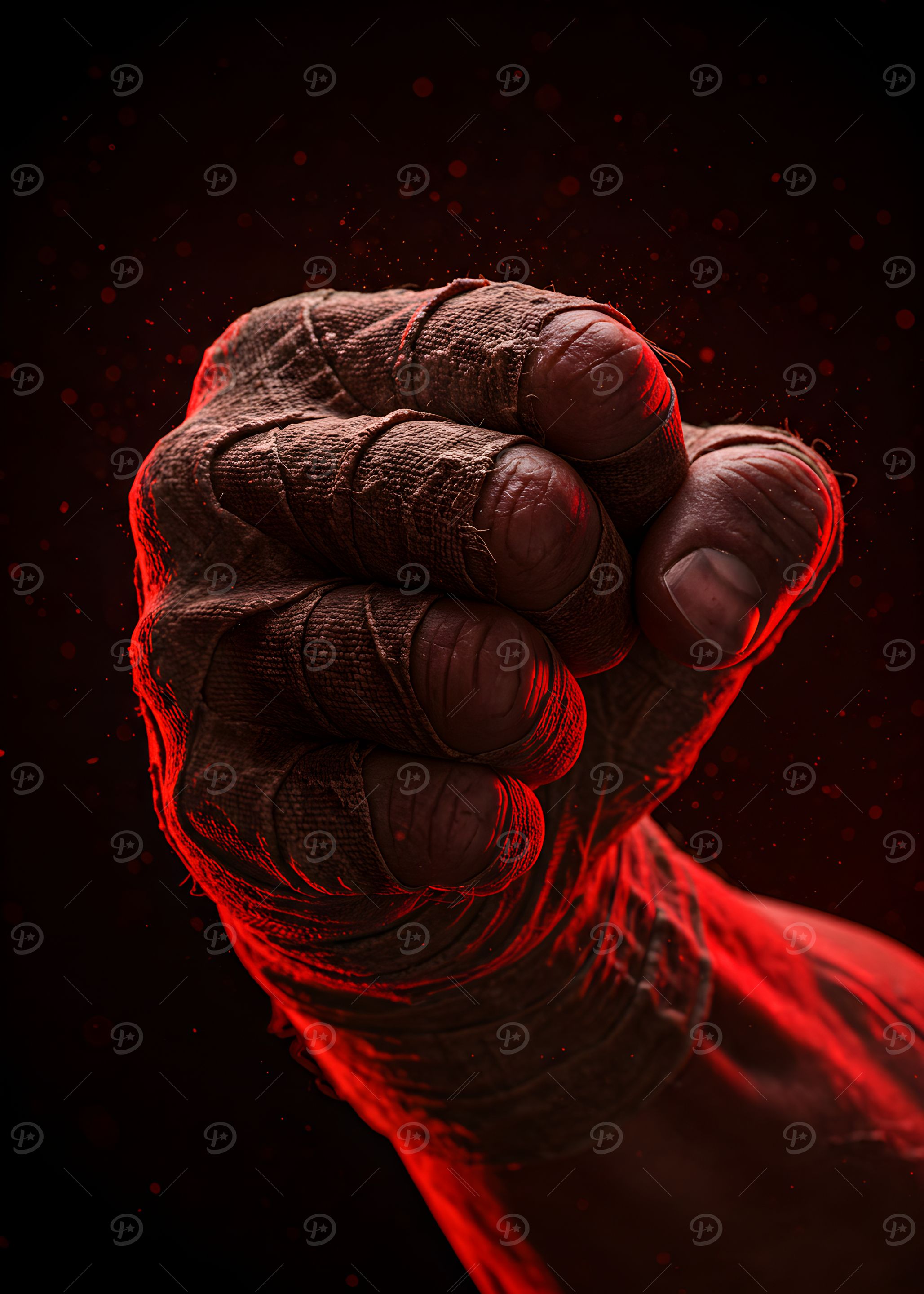 Bandaged Fist in Red Light