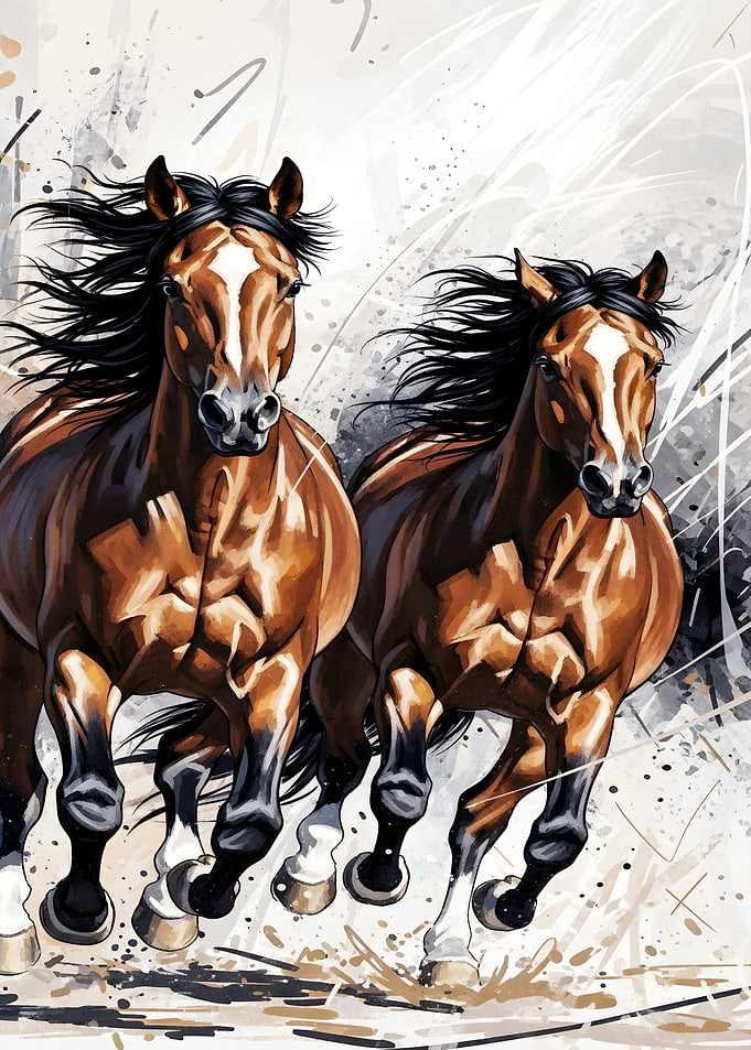 Two Horses Running