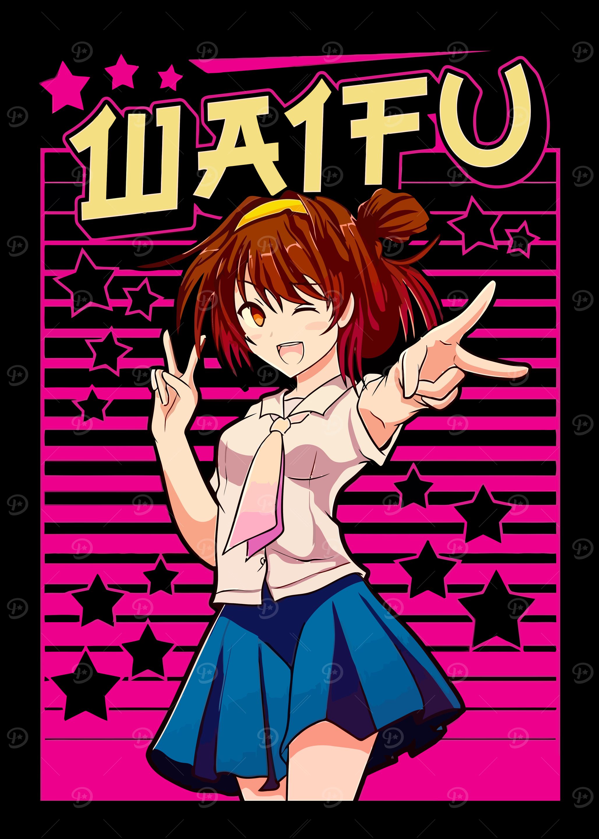 Waifu Anime Girl with Peace Sign