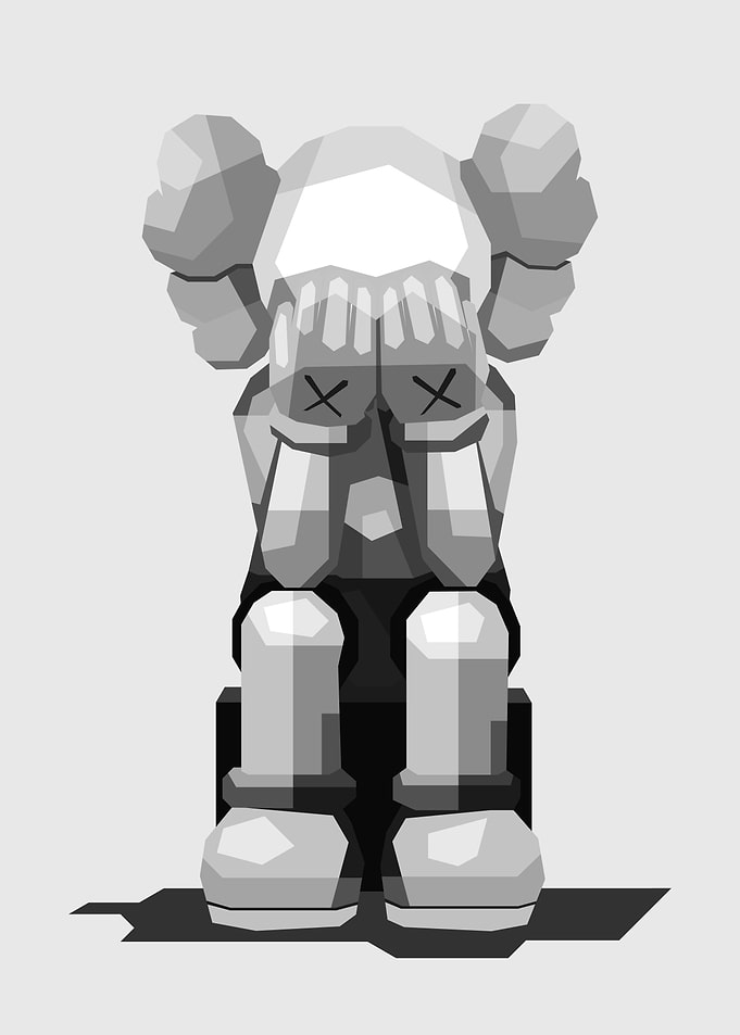 KAWS Companion Figure Sitting Grayscale