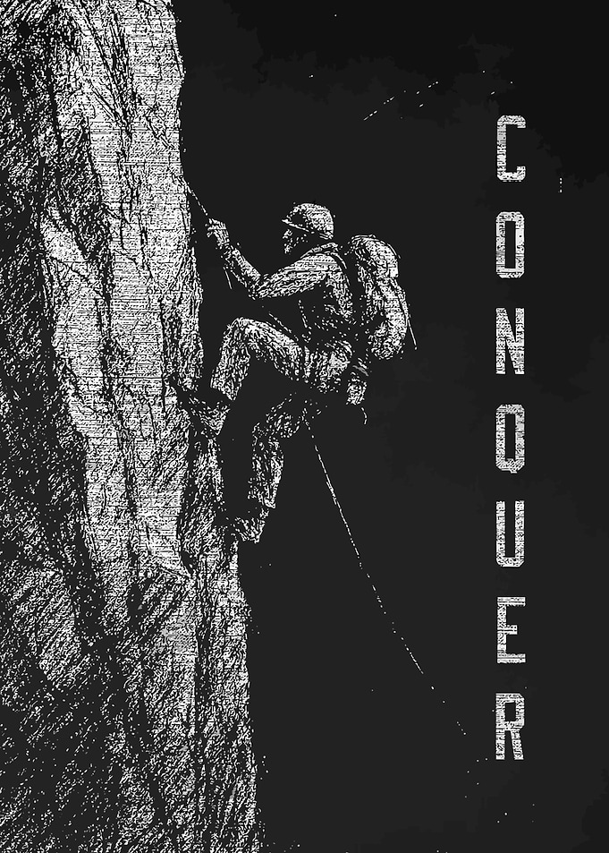 Climber on Rock Face with Rope