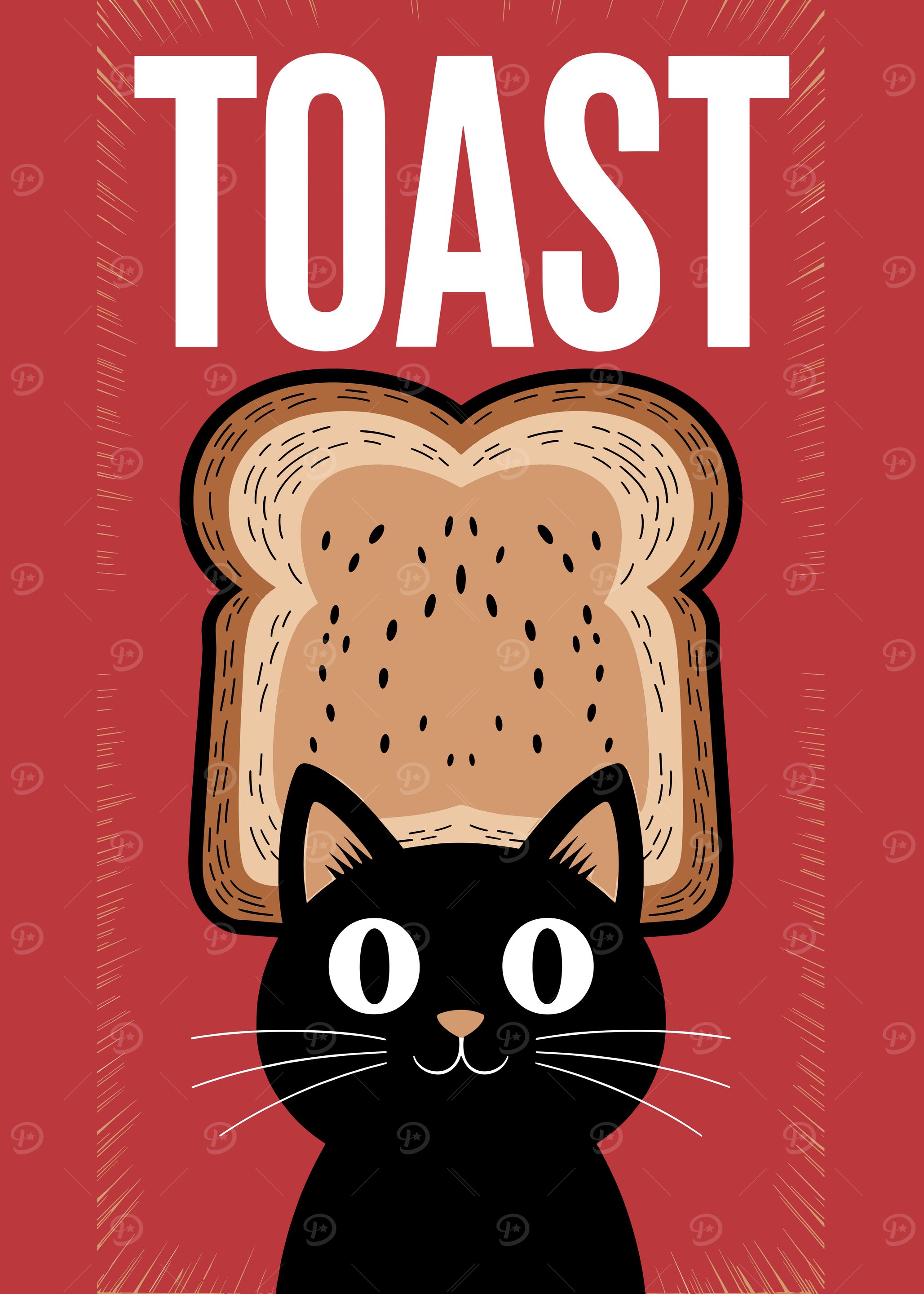 Cat with Toast on Head