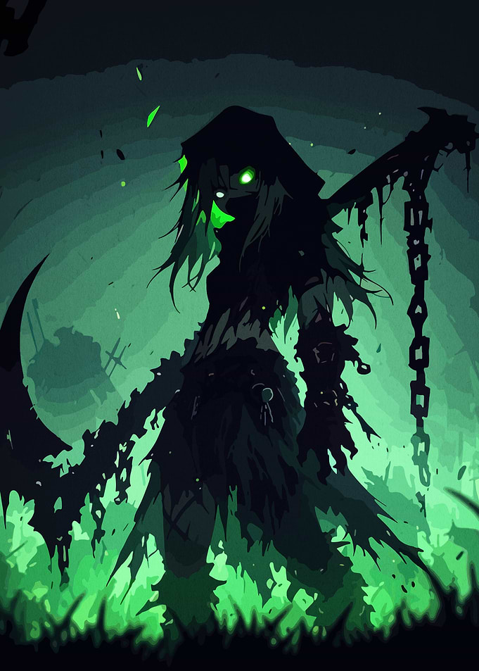 Grim Reaper in Green Hues