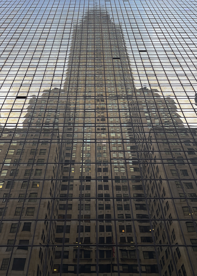 NYC Reflections in Glass Facade