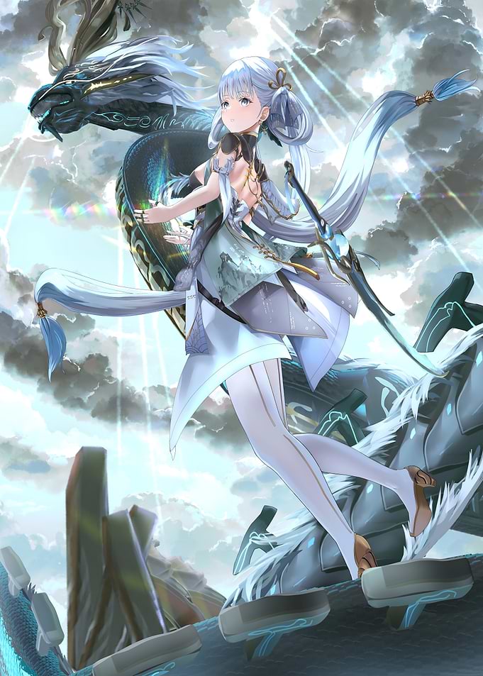 Anime Girl with Dragon Companion
