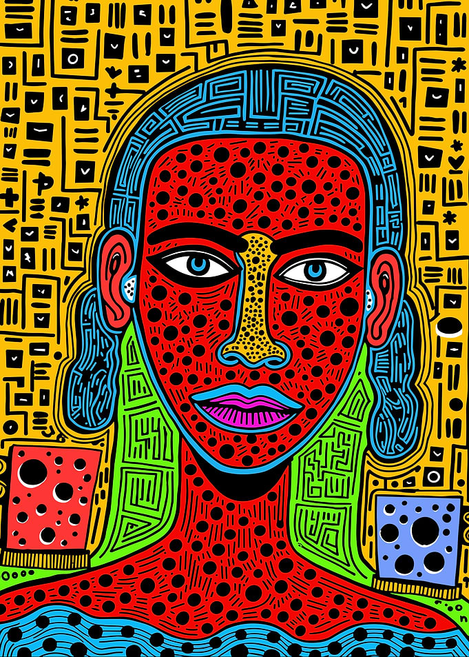Abstract Portrait with Geometric Background