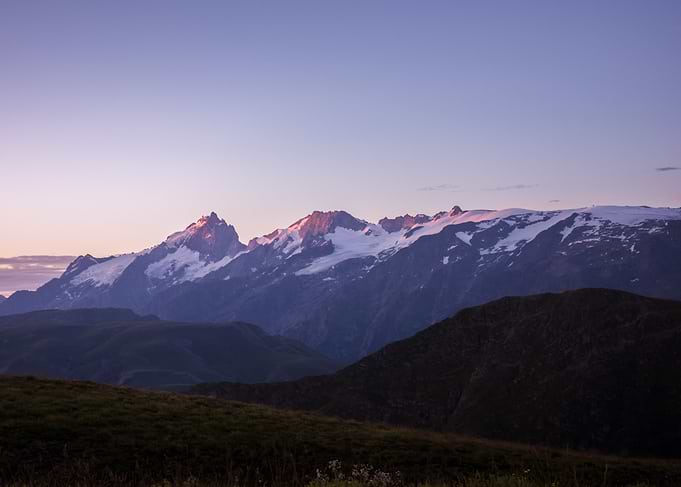 Snowy Mountains at Sunrise